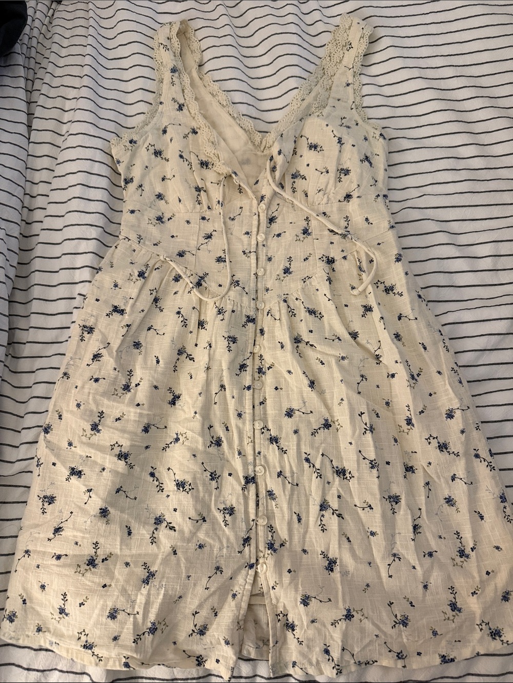 Cotton On Cream Dress with Navy Floral Print